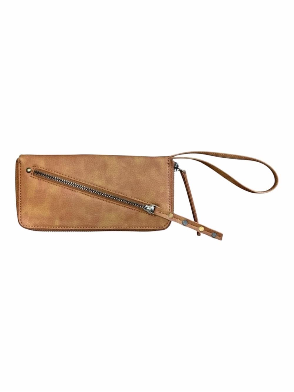 Free People Vegan Pebble Leather Tan Wristlet Clutch